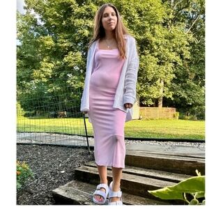 Wild Fable Women's Square Neck Midi Pink Dress Size XS